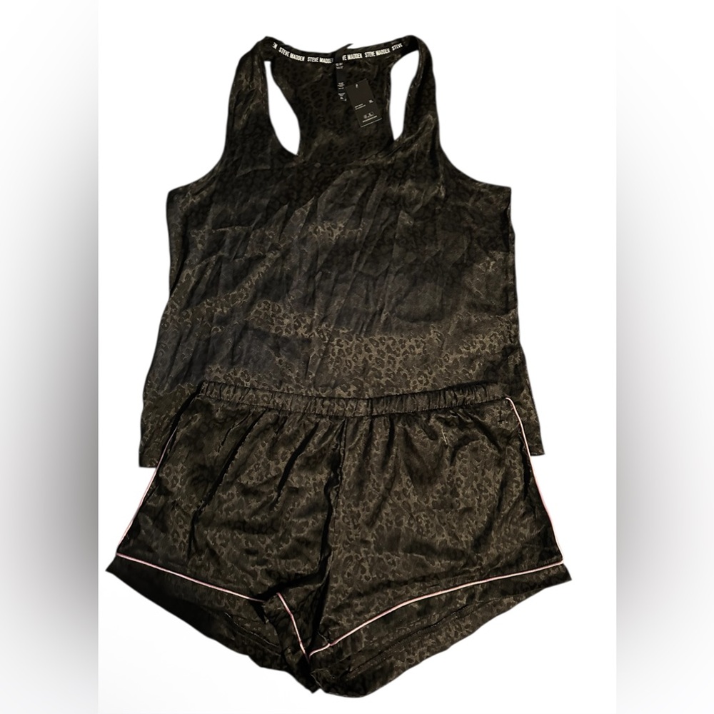 Steve Madden Black Leopard Print Pajama Set